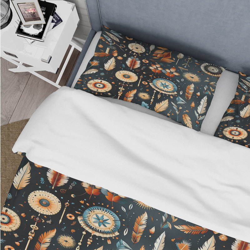 Ensemble de housse de couette Vintage Nomad Ii Boho, Housse de couette pour grand lit et 2 taies décor