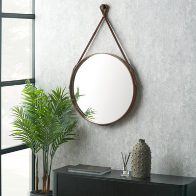 Round Leather Mirror