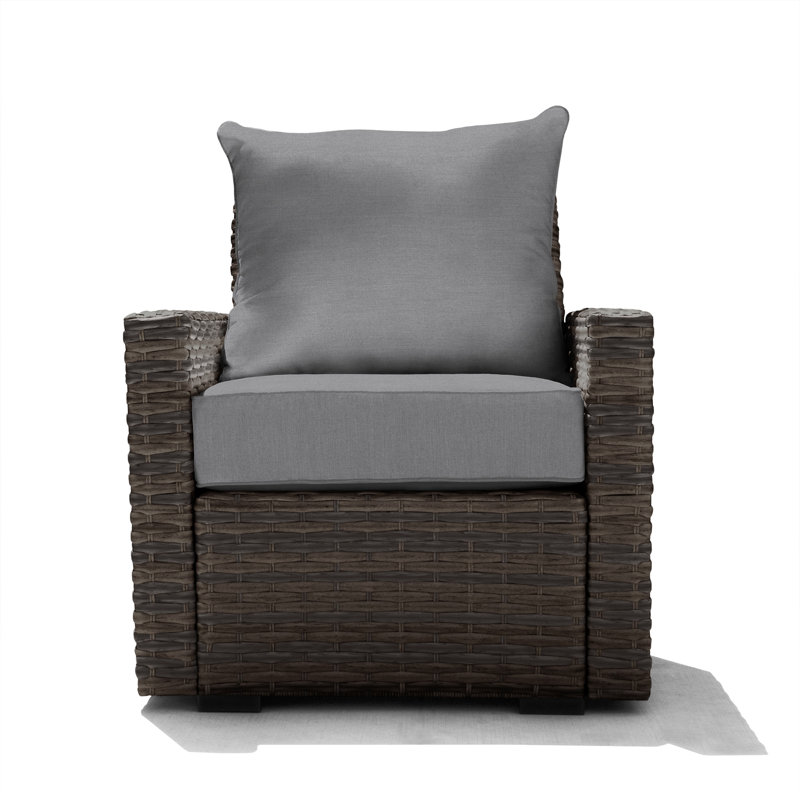 Camel Wicker Outdoor Lounge Chair, Espresso, Vista Pewter