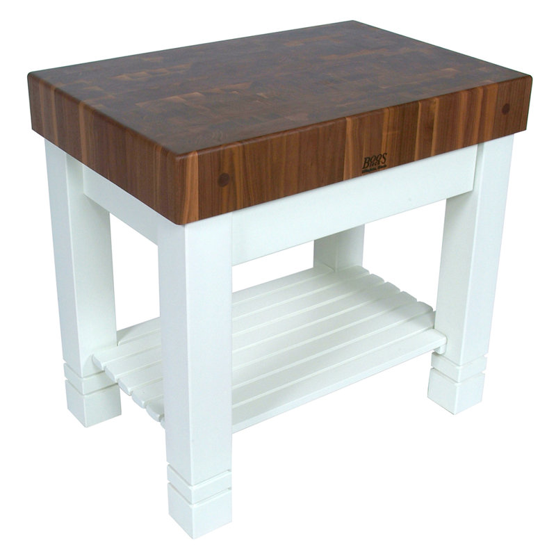 American Heritage White Walnut Butcher Block Kitchen Island