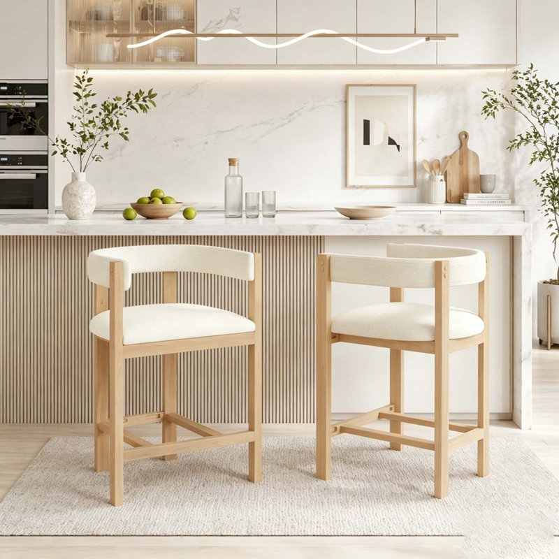 TABOURET DE COMPTOIR, Beige+Natural