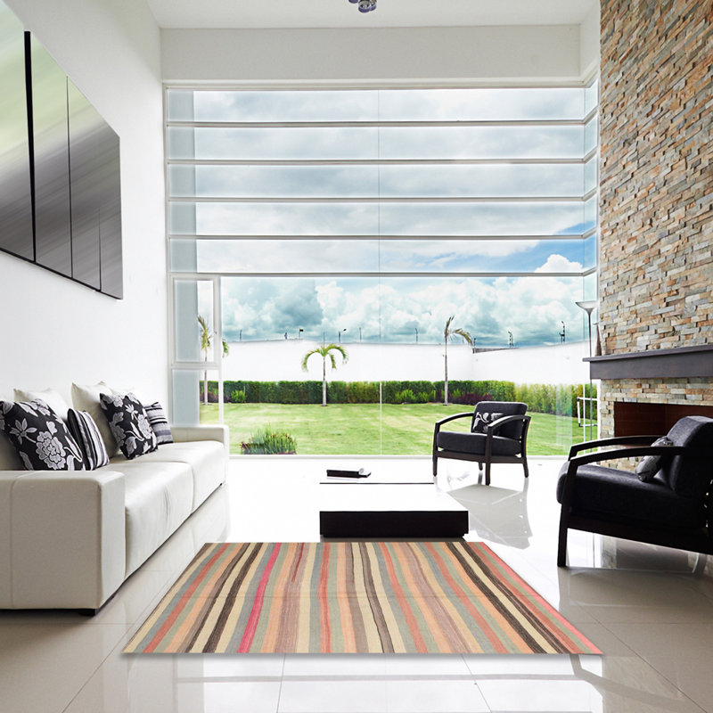Tapis de zone crème/brun contemporain, Carré 3 pi