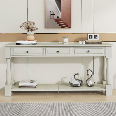 Console extra-longue de style méditerranéen avec tiroirs et tablette pour un rangement élégant et un présentoir dans l'entrée ou le salon