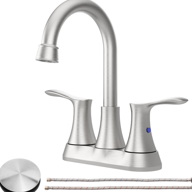 Robinet de lavabo de salle de bain en nickel brossé - 2 poignées avec bonde escamotable, débit de 1,5 gallon par minute, métal, installation simple Robinet de lavabo 2 po, choix d'installation par minute