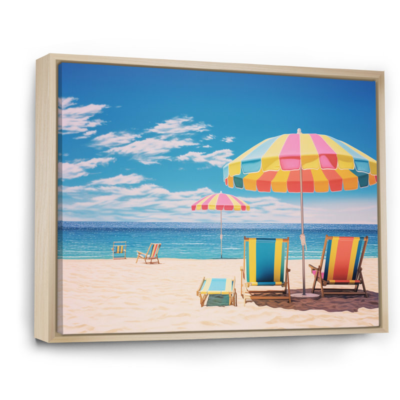 «Beach Chairs Dream IV» sur toile, H 24 po x l 32 po x P 1 po, Cadre naturel flottant