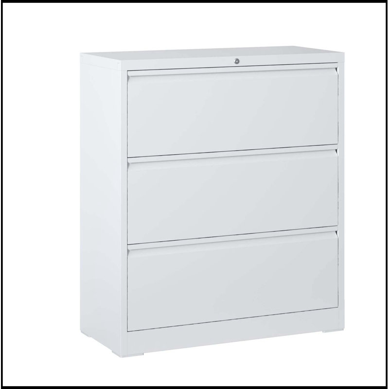 Metal Filing Cabinet with 3 Drawers, White
