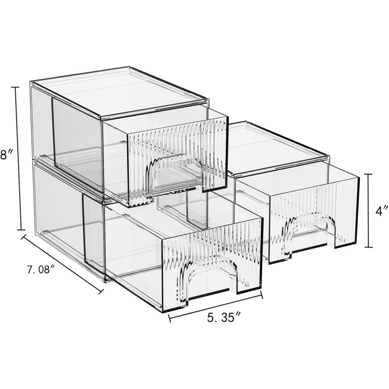 Ensemble de 3 tiroirs organisateurs de maquillage empilables, organisateur de salle de bain en plastique, boîte de rangement pour meuble-lavabo, dessous de lavabo, soins de la peau, armoires de cuisine, rangement pour garde-manger