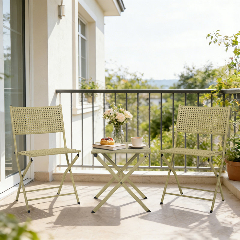 Ensemble de bistro pliable 3 pièces pour patio Ensemble de bistro en acier de qualité supérieure pour l'extérieur, Vert clair