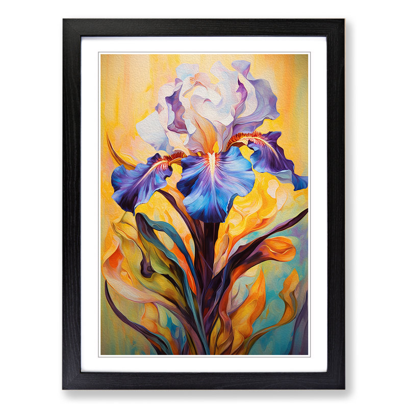 Iris Flower Expressionism - Framed Print, Black Framed, 64cm H x 46cm W x 2cm D