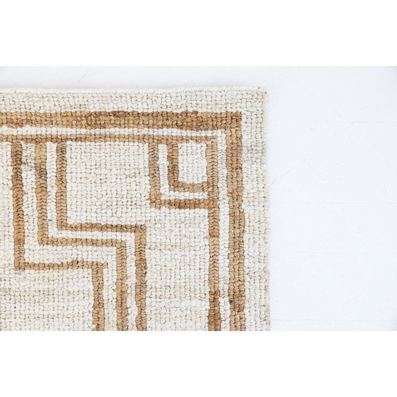 Willa Hand Knotted Jute / Sisal Geometric Area Rug, Rectangle 9' x 12'