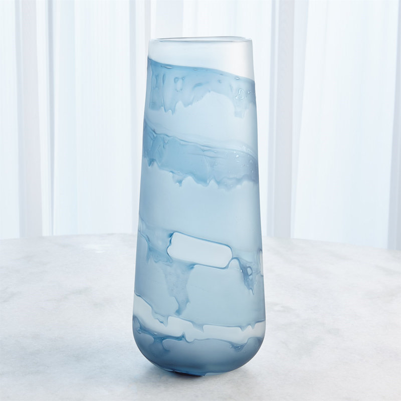 Handmade Glass Table Vase, 17.75" H x 7" W x 7" D