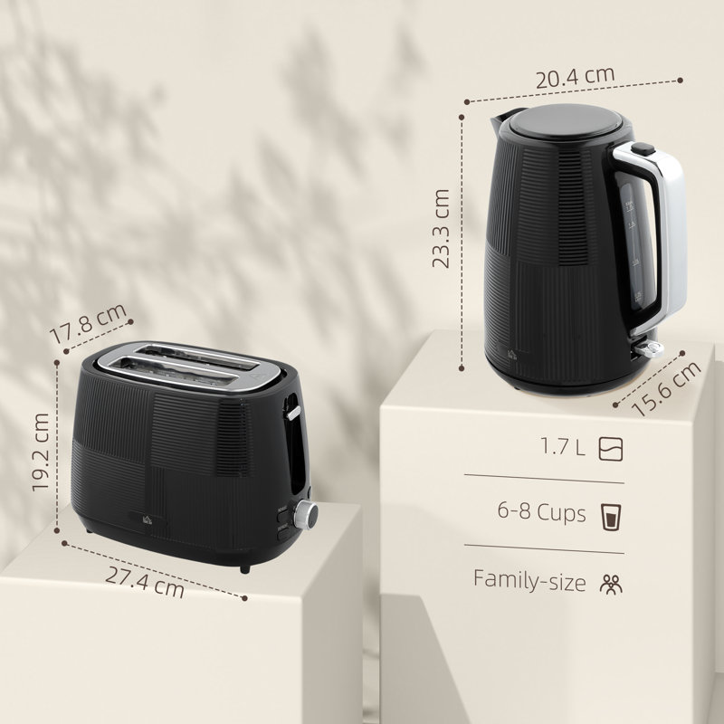Kettle and Toaster Set, Black
