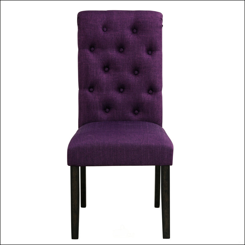 Chaise en bois massif capitonnée Asons, Mauve