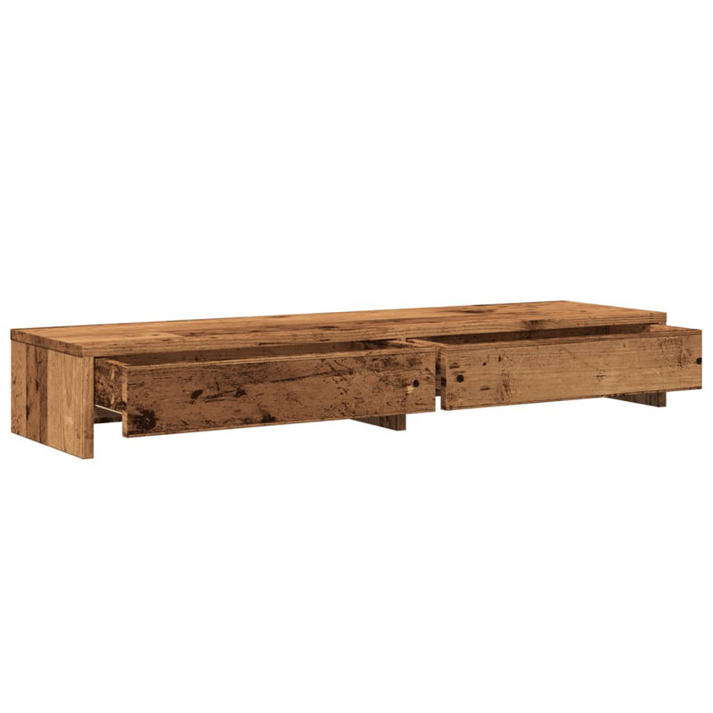 Barra Manufactured Wood Monitor Stand, Old Wood, 15cm H x 100cm W x 27cm D