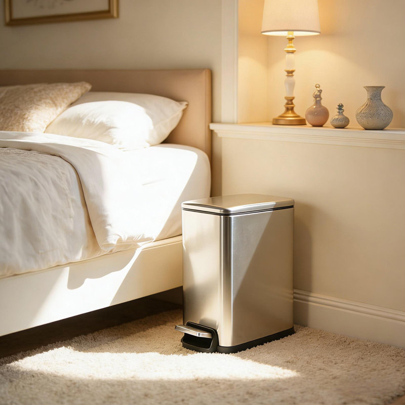 Ensemble de poubelles 12 gallons et 2,6 gallons en acier inoxydable pour cuisine et salle de bain, Acier Inoxydable