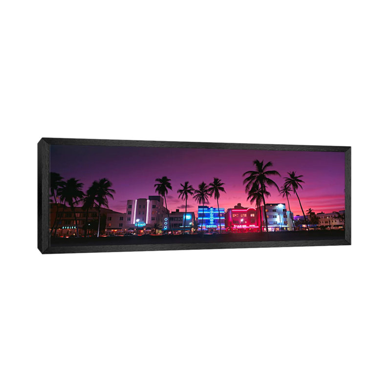 Hotels Illuminated At NightSouth Beach Miami, Florida, USA by Panoramic Images - Panoramic Gallery-Wrapped Canvas Giclée on Canvas
