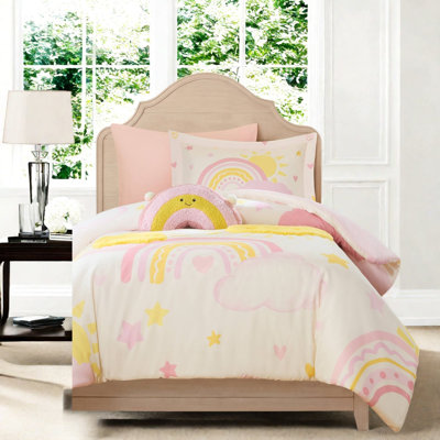 - Ensemble de literie arc-en-ciel rose, ensemble en microfibre douce simple / simple TG
