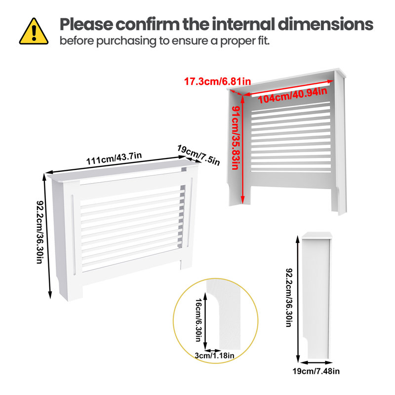 Jebediah Radiator Cover, 92.2 cm H x 111 cm W x 19 cm D