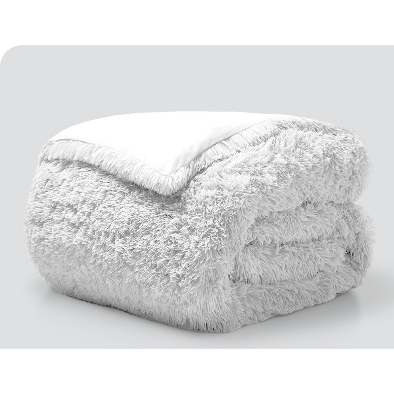 White Shaggy Faux Fur Twin/Twin XL Duvet Cover