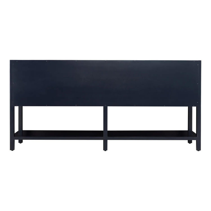 72" Robertson Double Bathroom Vanity Set with Oval Undermount Sinks, Midnight Navy Blue, 8" Widespread, Carrara Marble