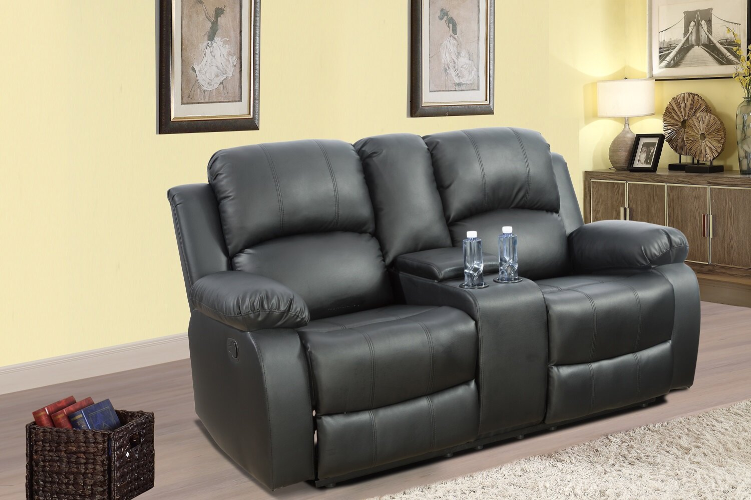 Faux leather reclining deals loveseat