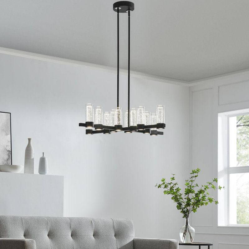 Lustre 12 lumières Vasiliya / noir mat, Mat