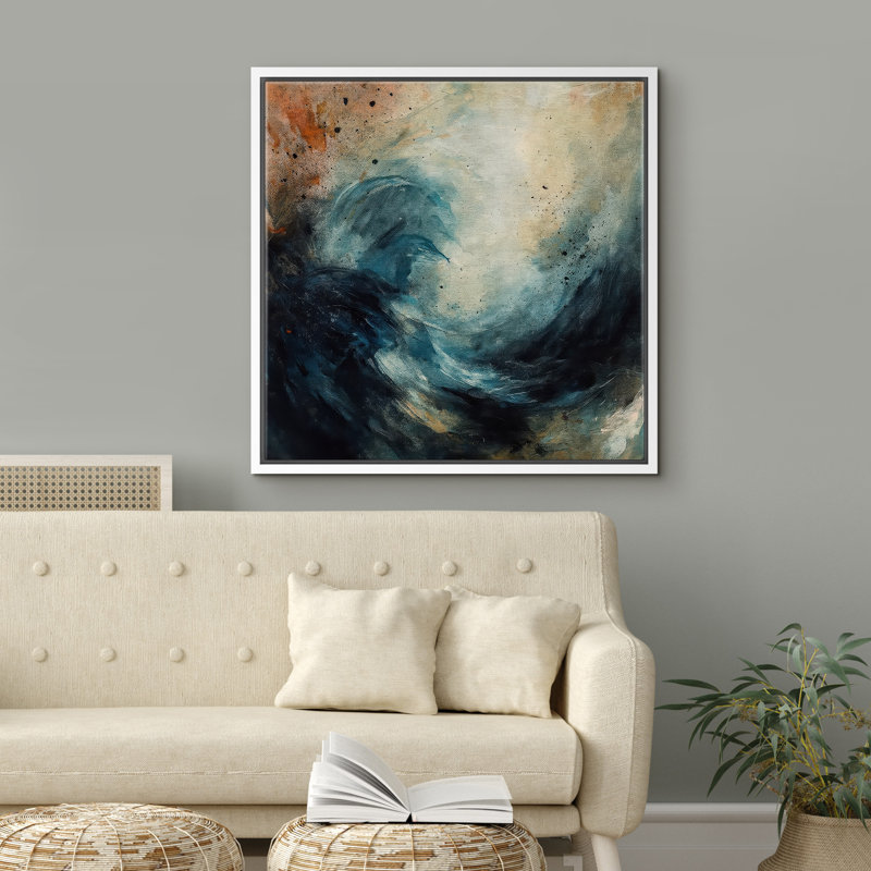 Reproduction d'art encadrée sur toile pour décor moderne neutre, H 16 po x l 16 po, Blanc