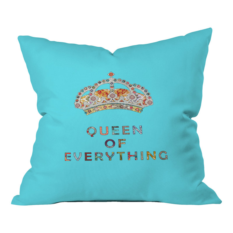 Green Queen of Everything Outdoor Square Pillow Cover & Insert, 16" x 16", Blue