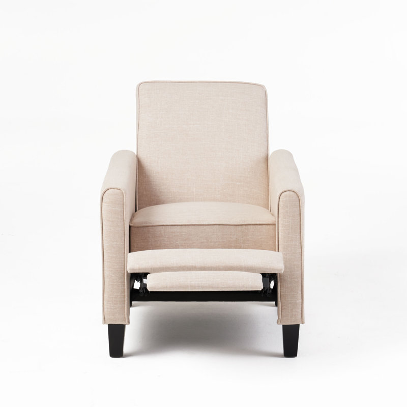 Cantalupo 26.75" W Manual Push Back Upholstered Club Recliner, Light Beige Polyester