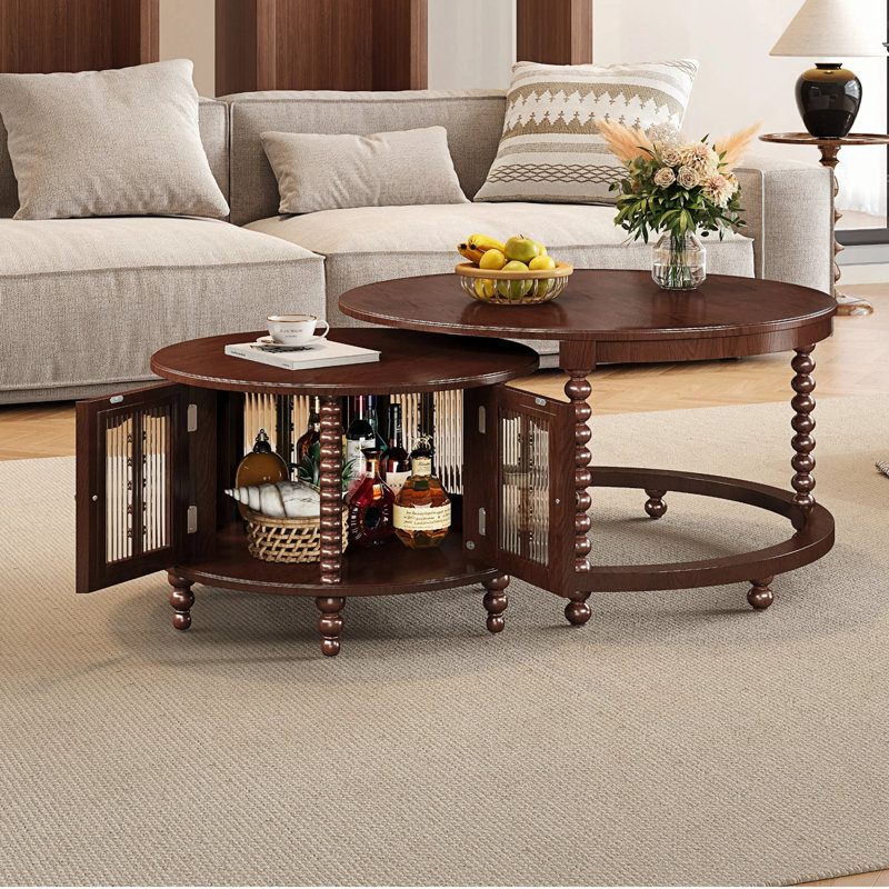 Table basse ronde avec portes en verre