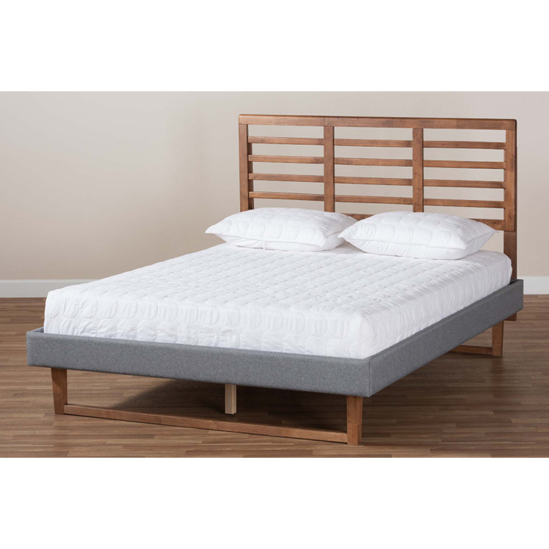Conal Platform Bed, Full, Dark Gray/Ash walnut