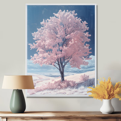 Pink Blue Vibrant Winter Apple Blossom Tree - Apple Blossom Wall Decor