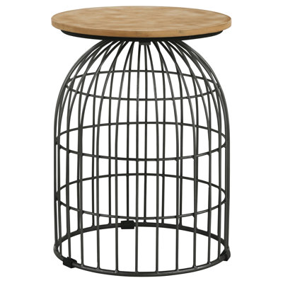 Natural and Gunmetal Wire Frame Side Table