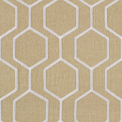 Botanica Hexagono - 57" Emboidered Linen Blend Drapery Fabric by the Yard