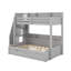 Lit simple superposé au dessus d'un lit double avec escalier de rangement, lit gigogne, tablettes de rangement et port USB-283903869