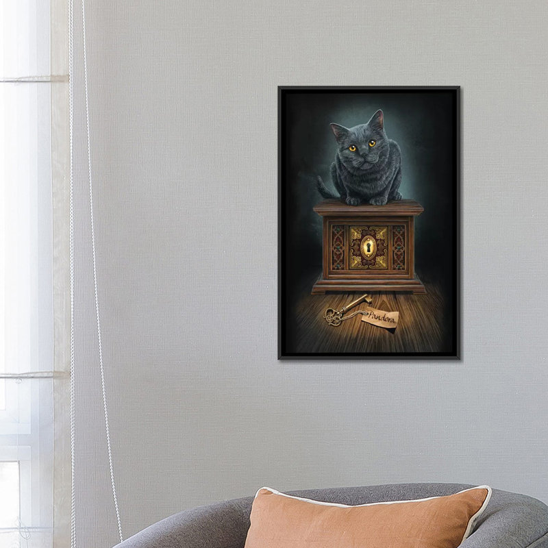 «Pandora's Box», impression sur toile, H 26 po x l 18 po x P 1,5 po, Toile avec cadre noir, Pas de tapis