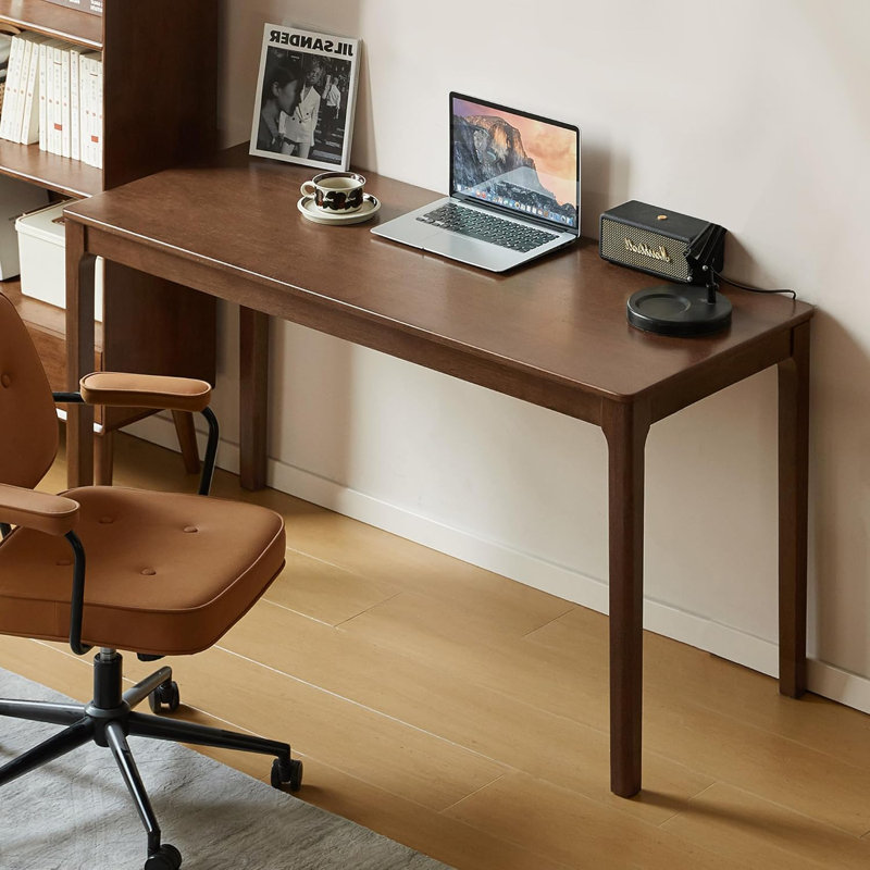 Bureau en bois massif avec tiroir, L 47 po, Brun