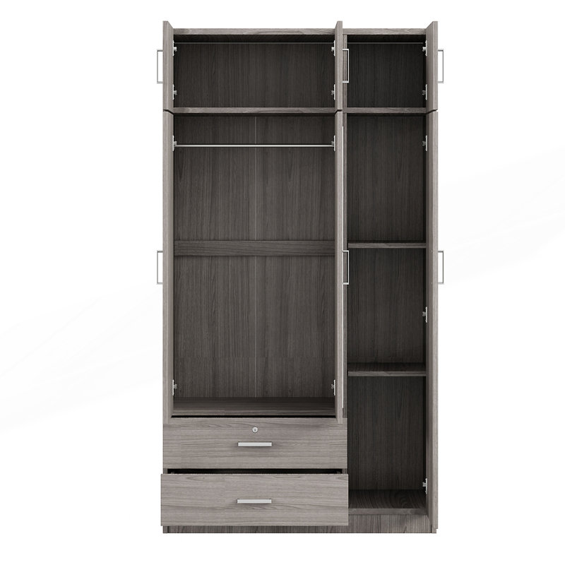 Armoire à miroir avec 2 tiroirs et armoire supérieure, Gris