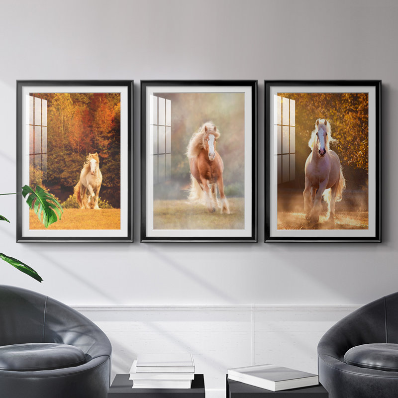 Impression encadrée de cheval de qualité supérieure - prêt à accrocher, Cadre noir, H 24,5 po x l 37 po x P 2,5 po