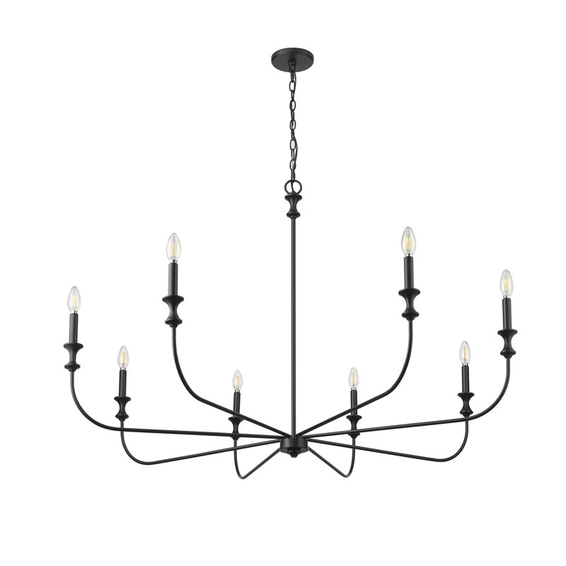 Savanne 8 - Light 47.5" Wide Dimmable Classic / Traditional Chandelier, Matte Black