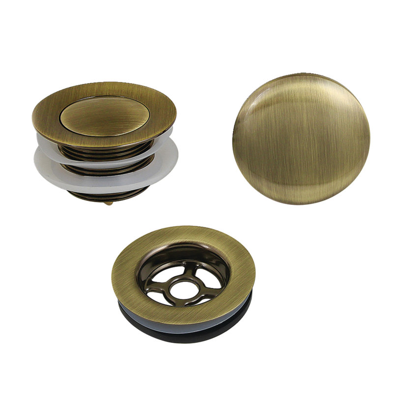 Kingston Brass Trimscape Toe Touch Tub Drain Trim Kit, Antique Brass