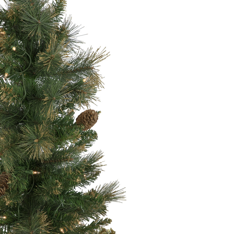Arbre de Noël artificiel pin 4,5 pi pré-éclairé avec lumières claires Yorkshire