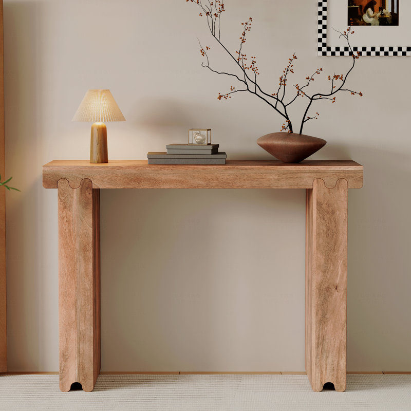 Console de ferme en bois de manguier, canapé de 45 po d'épaisseur, salon minimaliste étroit (miel), Miel