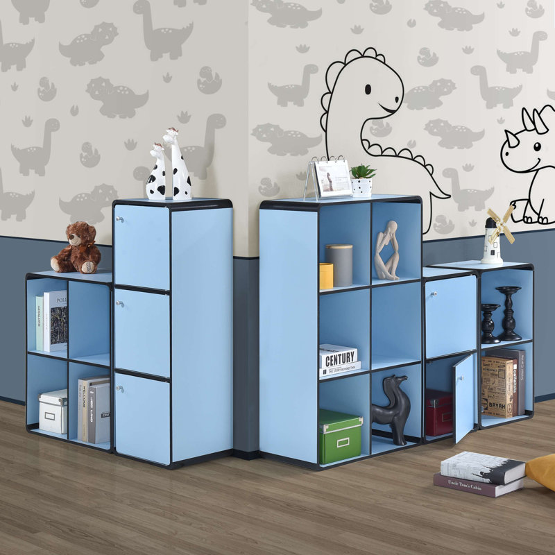 Bibliothèque à 2 cubes Jeremie, Bleu clair