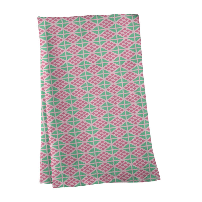 Tea Towel Kitchen Towel, Poly Twill, Pink/Mint