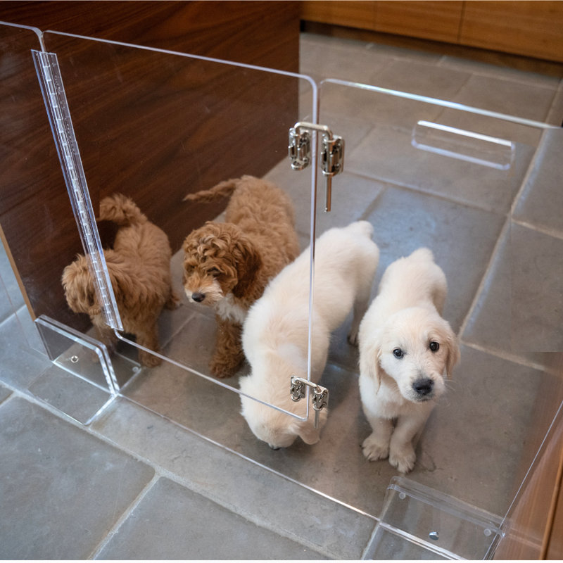 Clear Freestanding Pet Gate with Door, 30" W x 30" H
