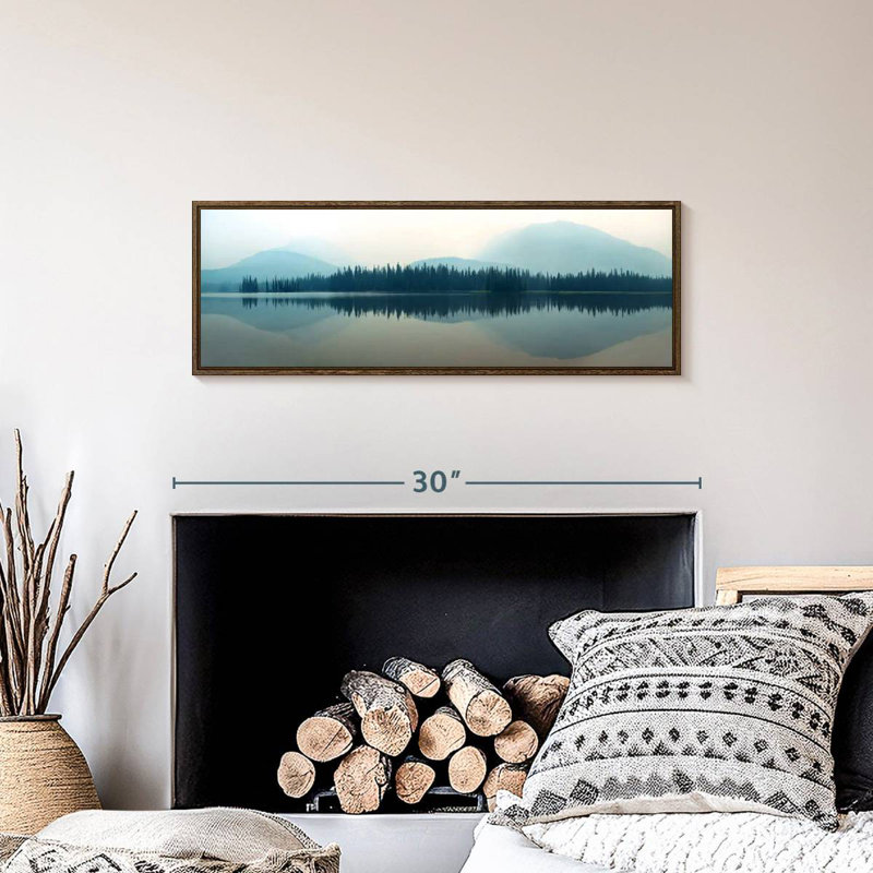 Lakeside Mountain Forest, 28 po x 10 po, Cadre flottant noyer