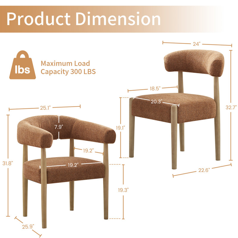 Upholstered Side Dining Chair (Set Of 6), Orange
