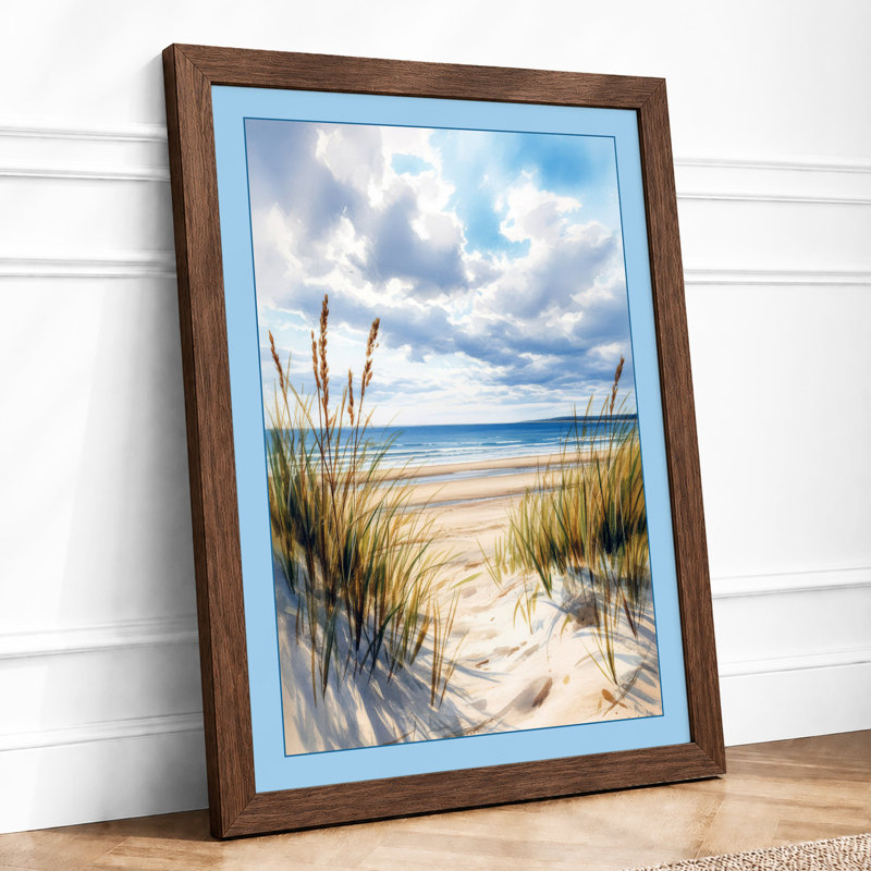 Quiet Shore Coastal - Framed Print, A2 - 59.4 x 42.0 cm, Walnut