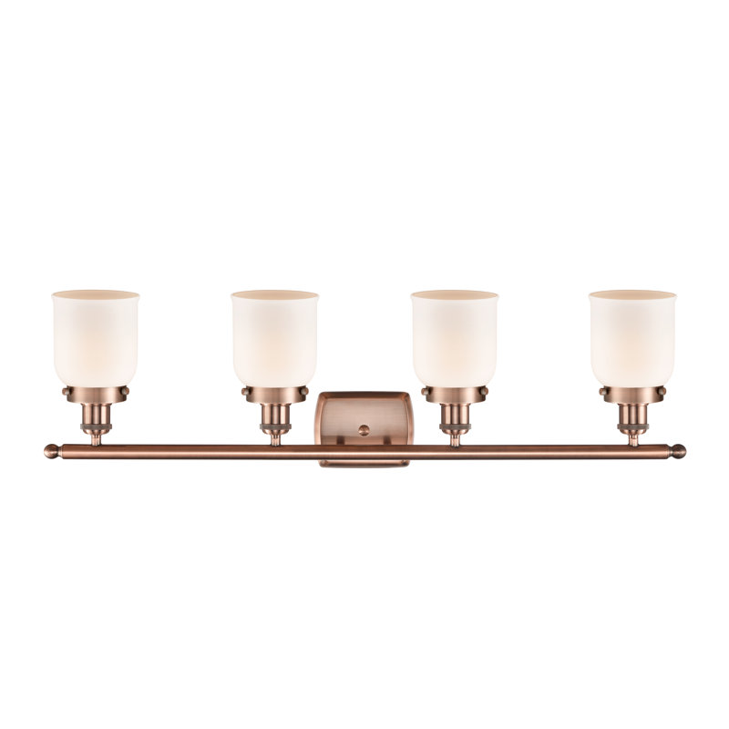 Éclairage pour meuble-lavabo 4 lumières 36 po Ballston Urban Bell, Cuivre antique, Blanc mat, Incandescent